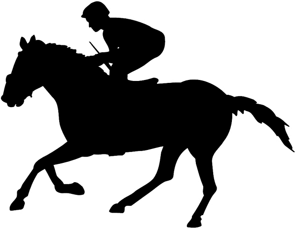 Horse racing silhouette vinyl sticker. Customize on line. Sports 085-1249